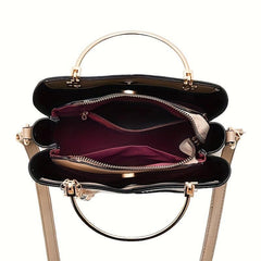 Metal Handle Satchel Crossbody Bag Purse