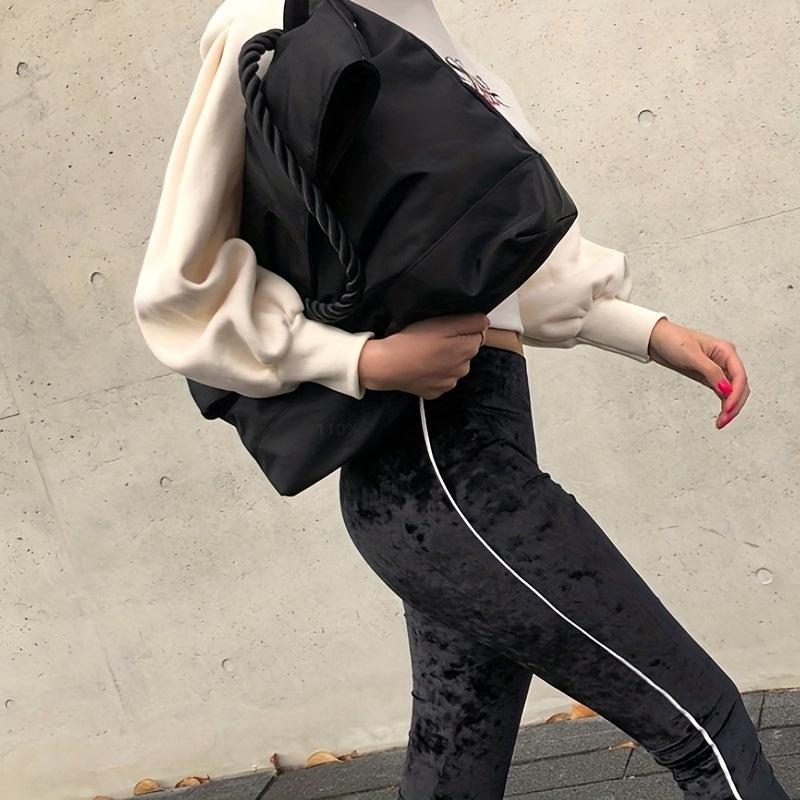 Anti Theft Large Capacity Tote Bag Nylon Double Strap Lightweight Shoulder Shopp