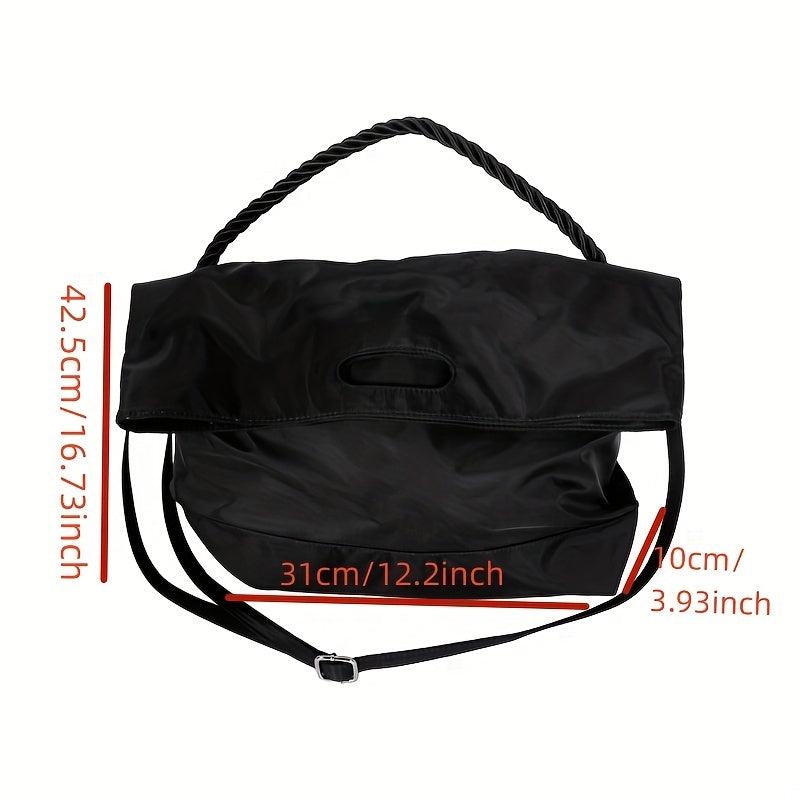 Anti Theft Large Capacity Tote Bag Nylon Double Strap Lightweight Shoulder Shopp