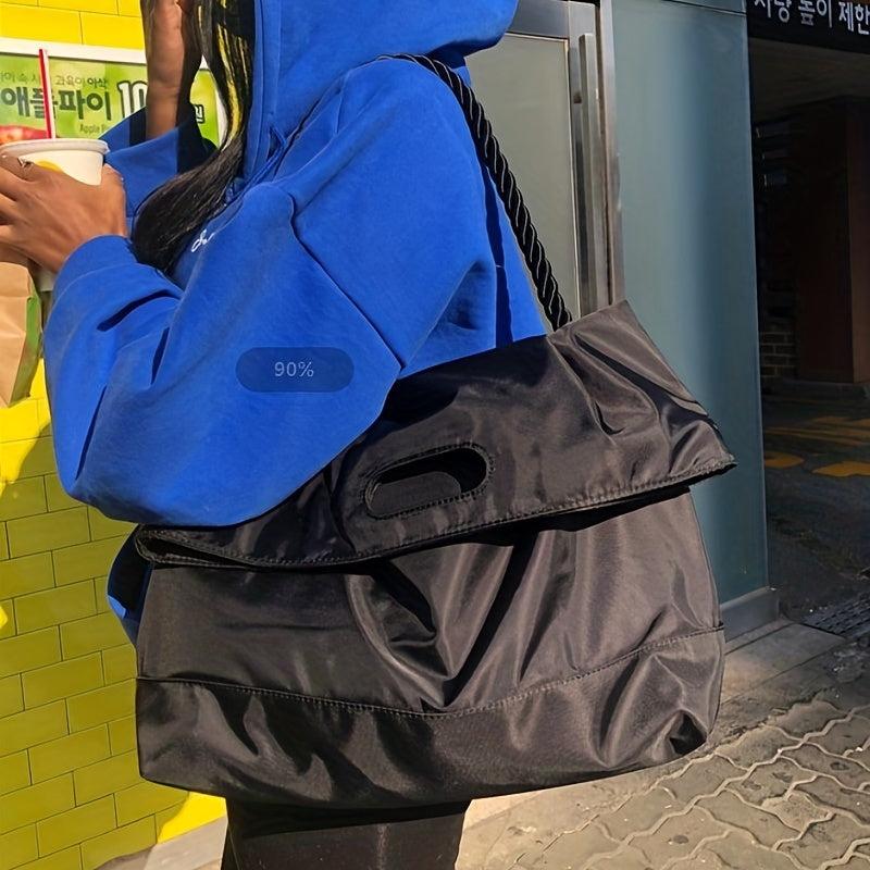 Anti Theft Large Capacity Tote Bag Nylon Double Strap Lightweight Shoulder Shopp