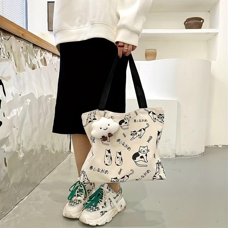 Durable Canvas Shoulder Bag Large Capacity Handbag