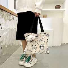 Durable Canvas Shoulder Bag Large Capacity Handbag