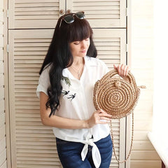Straw Crossbody Bag Summer Travel Woven Handbag
