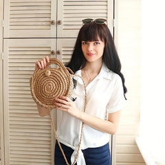 Straw Crossbody Bag Summer Travel Woven Handbag