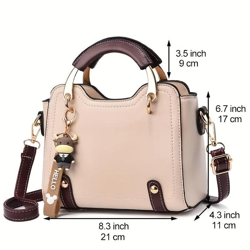 Portable Top Handle Handbag PU Leather Versatile Shoulder Bag Detachable Strap