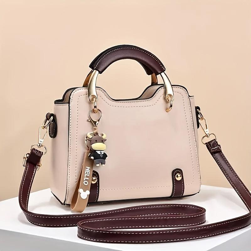 Portable Top Handle Handbag PU Leather Versatile Shoulder Bag Detachable Strap