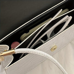 Crocodile Print Flap Shoulder Bag PU Leather Purse Solid Casual Crossbody Bag