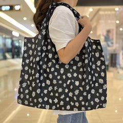 Cartoon Printed Nylon Tote Bag Reusable Grocery Shopping Foldable Large Capacity