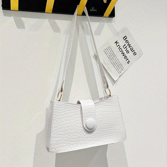Crocodile Embossed Shoulder Bag PU Leather Purse Women's Handbag
