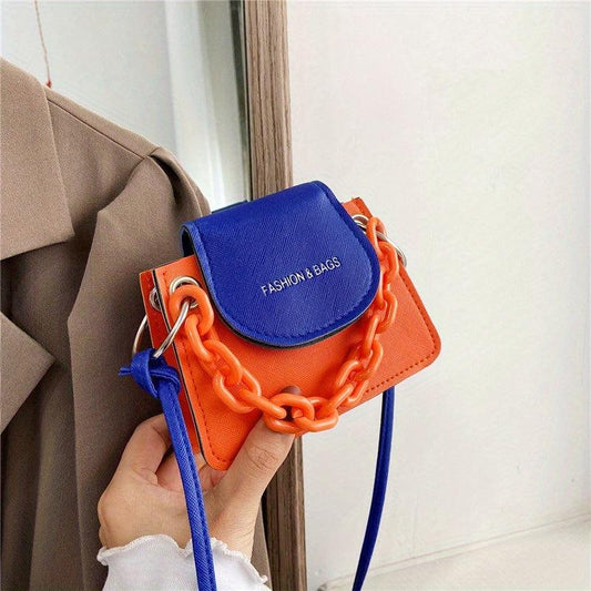 Women's Mini Contrast Crossbody Bag Square Cell Phone Handbag & Shoulder Purse