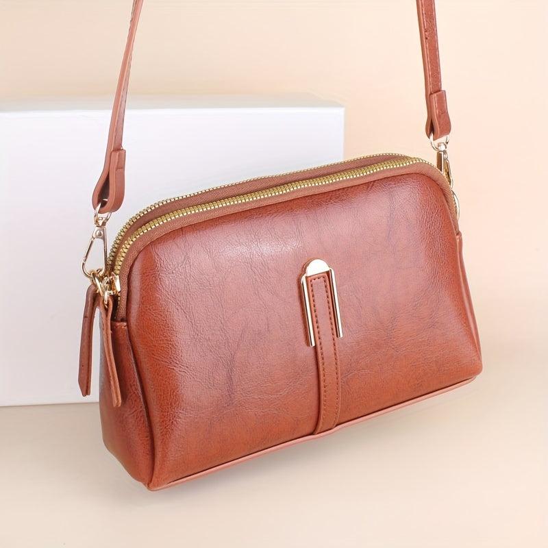 Small Crossbody Bag for Women with Double Zippers