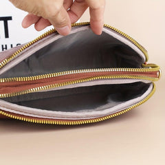 Small Crossbody Bag for Women with Double Zippers