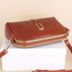 Small Crossbody Bag for Women with Double Zippers