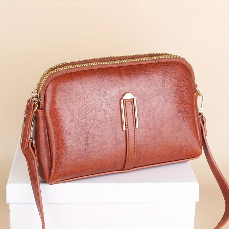 Small Crossbody Bag for Women with Double Zippers