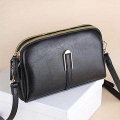 Small Crossbody Bag for Women with Double Zippers