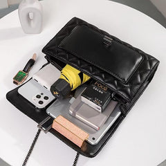 Argyle Crossbody Bag Quilted Chain Shoulder Purse Solid Square