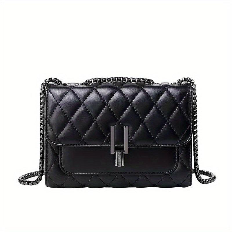 Argyle Crossbody Bag Quilted Chain Shoulder Purse Solid Square