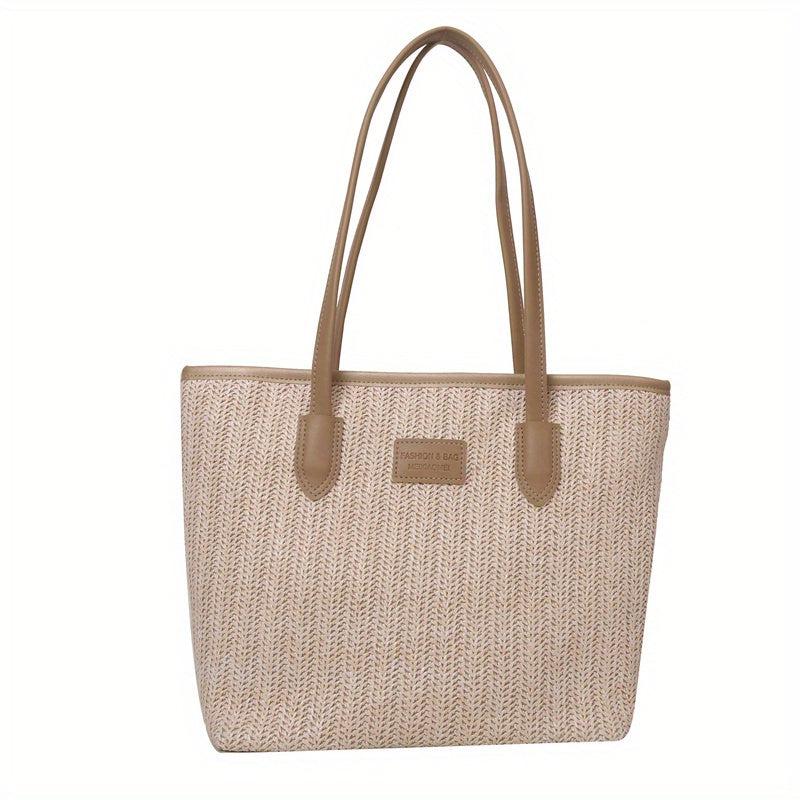 Straw Woven Tote Bag Summer Beach Shoulder Bag