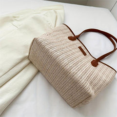 Straw Woven Tote Bag Summer Beach Shoulder Bag
