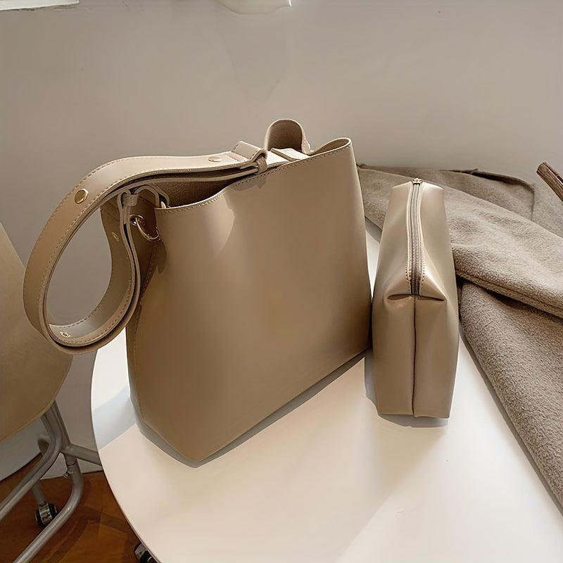 PU Leather Shoulder Bag with Little Pouch Crossbody Bag