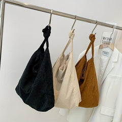 Large Capacity Corduroy Shoulder Bag Casual Hobo Bag For Travel School Shopping