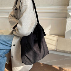 Large Capacity Corduroy Shoulder Bag Casual Hobo Bag For Travel School Shopping