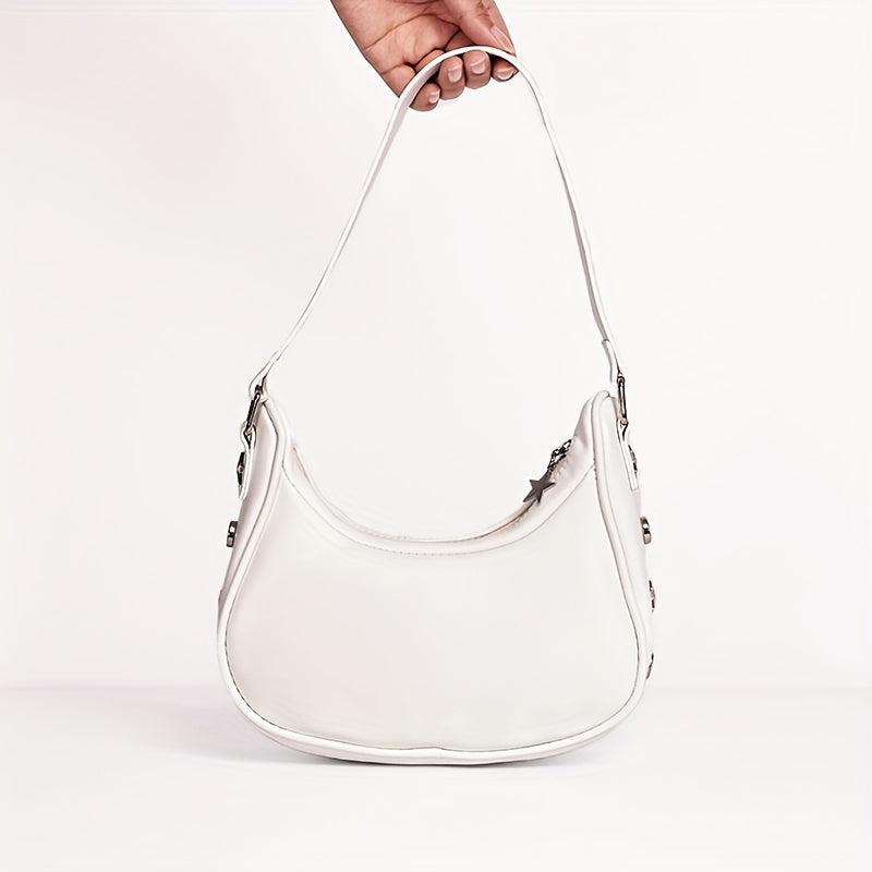 Star Pattern Zipper Underarm Bag Y2K Style Shoulder Bag