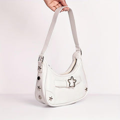 Star Pattern Zipper Underarm Bag Y2K Style Shoulder Bag