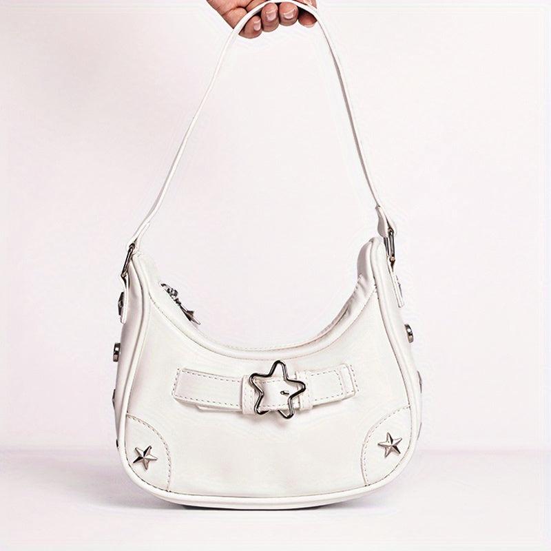 Star Pattern Zipper Underarm Bag Y2K Style Shoulder Bag