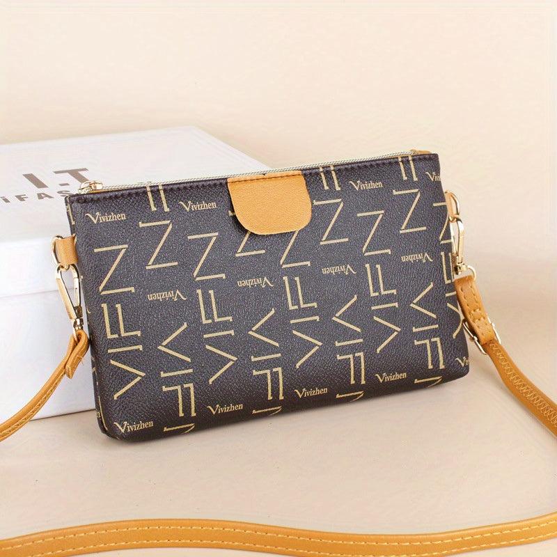 Classic Zipper Coin Purse Vintage Pattern Shoulder Bag