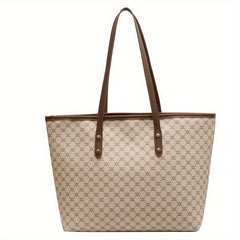 Vintage Geometric Print Tote Bag Retro Large Capacity Shoulder Bag Women's