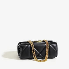 Small Quilted Chain Crossbody Bag Faux Leather Square Purse