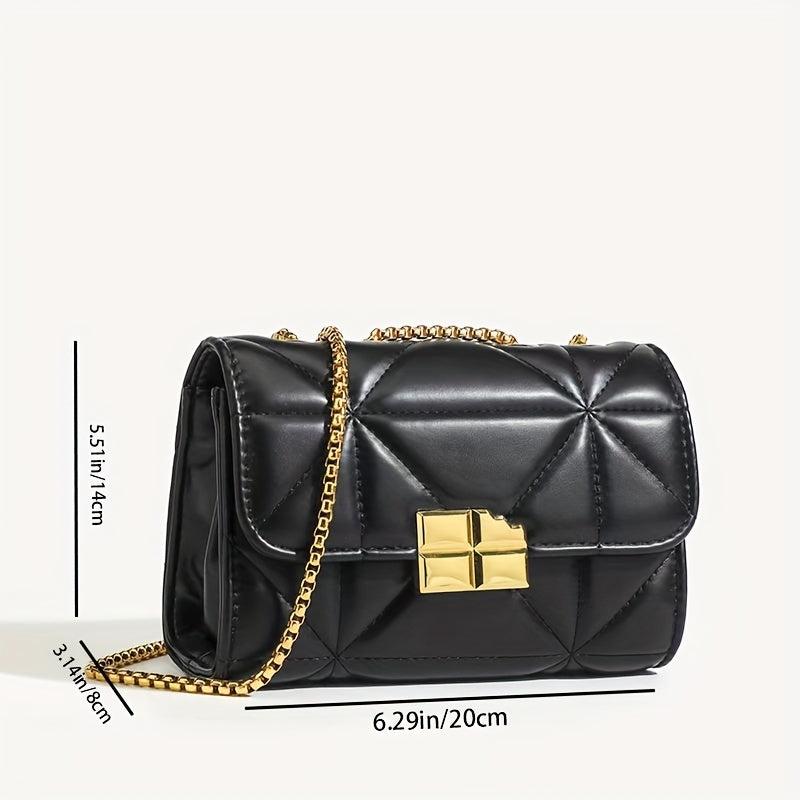 Small Quilted Chain Crossbody Bag Faux Leather Square Purse