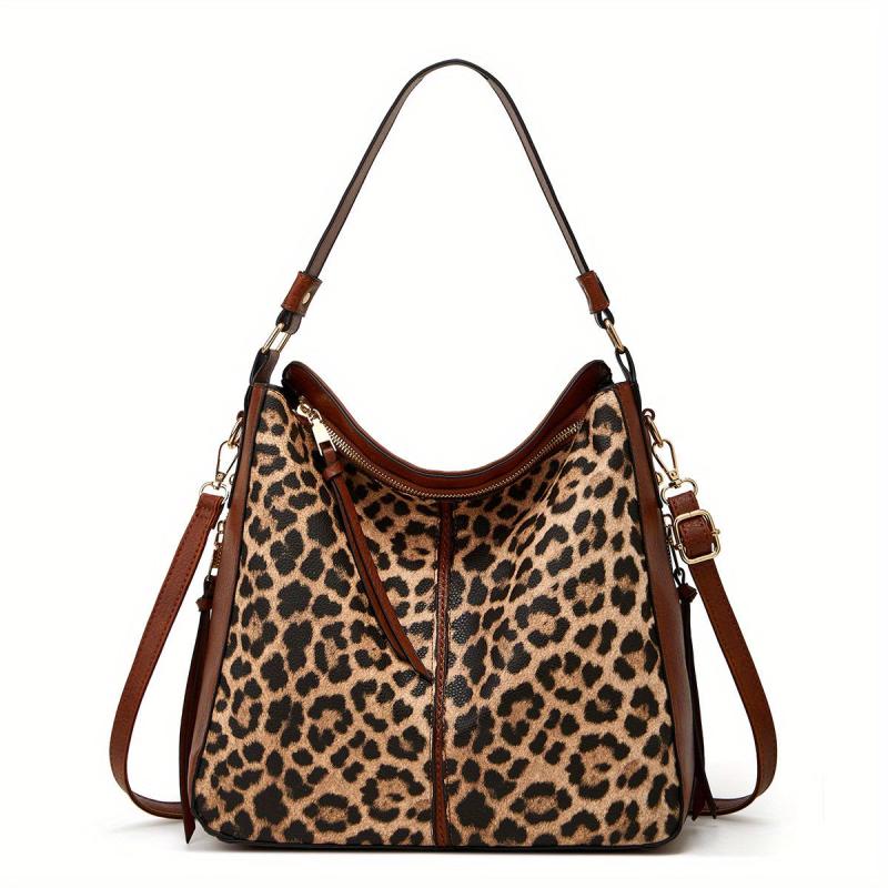 Vintage Cow Pattern Hobo Bag with Clutch Purse