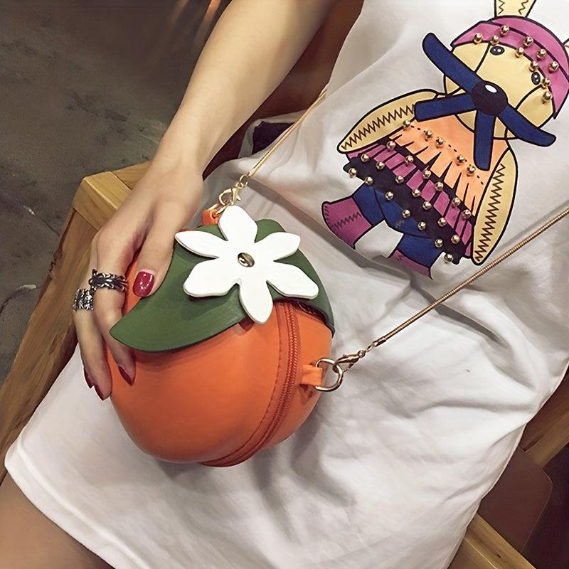 Orange Shape Crossbody Bag Funny Chain Shoulder Small Purses Handbags
