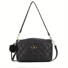 Quilted Crossbody Bag PU Shoulder Bag Women's Casual Handbag