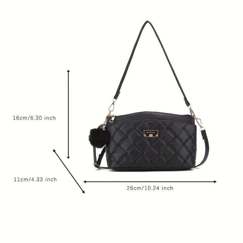 Quilted Crossbody Bag PU Shoulder Bag Women's Casual Handbag