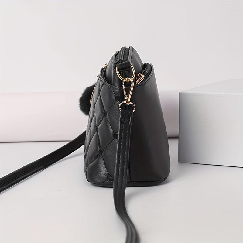 Quilted Crossbody Bag PU Shoulder Bag Women's Casual Handbag