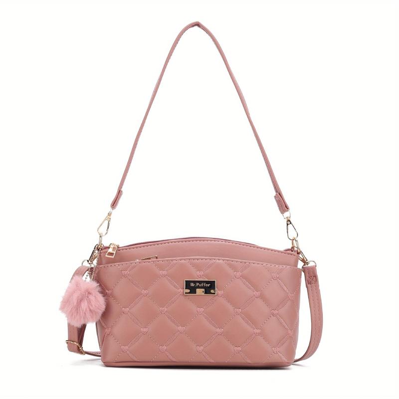 Quilted Crossbody Bag PU Shoulder Bag Women's Casual Handbag
