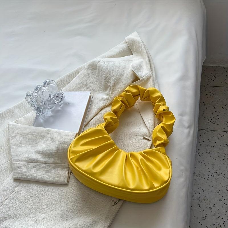 Minimalist Ruched Baguette Bag Solid Niche Underarm Bag All Match
