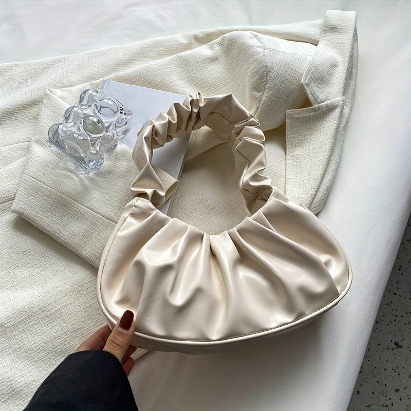 Minimalist Ruched Baguette Bag Solid Niche Underarm Bag All Match