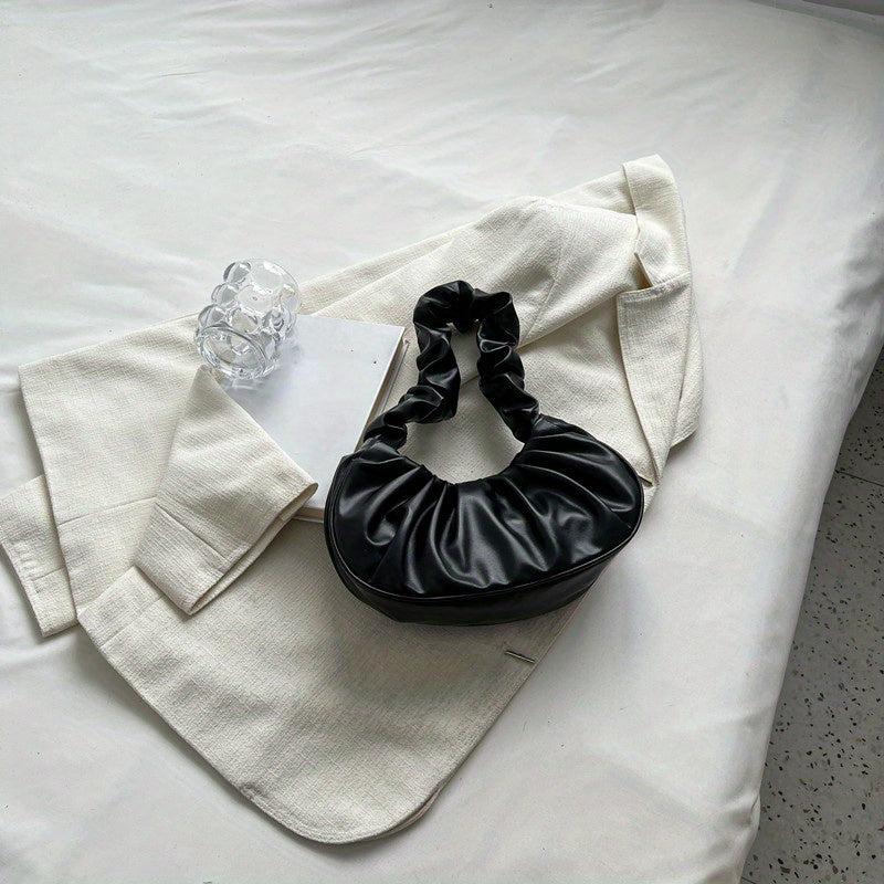 Minimalist Ruched Baguette Bag Solid Niche Underarm Bag All Match