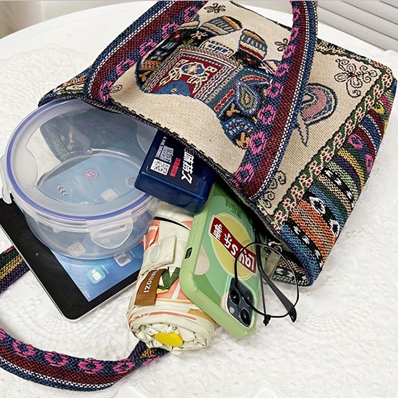 Embroidered Shoulder Bag Ethnic Handbag Zipper Women's Purse
