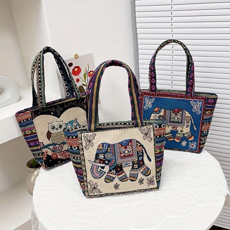 Embroidered Shoulder Bag Ethnic Handbag Zipper Women's Purse