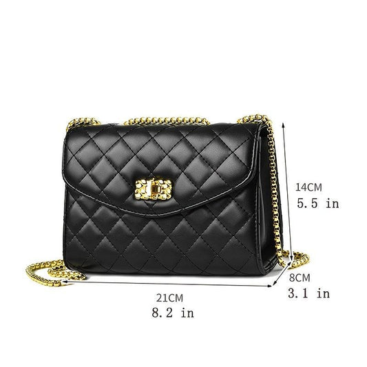 Women's Argyle Quilted Shoulder Bag Buckle Decor Satchel Bag