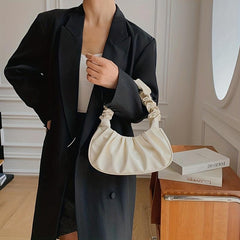 Cloud Pleated Shoulder Bag Candy PU Leather Underarm Bag