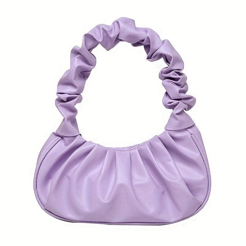 Cloud Pleated Shoulder Bag Candy PU Leather Underarm Bag