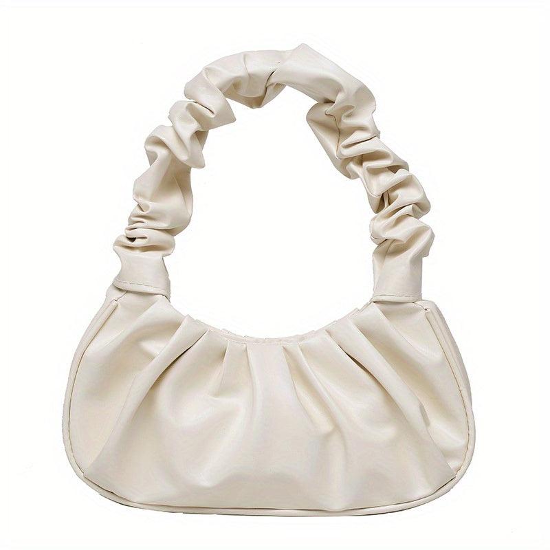 Cloud Pleated Shoulder Bag Candy PU Leather Underarm Bag