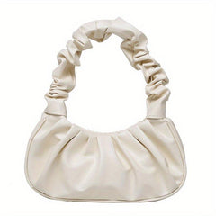 Cloud Pleated Shoulder Bag Candy PU Leather Underarm Bag