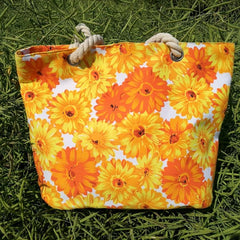 Graphic Flower Print Beach Bag Lightweight Handbag For Travel